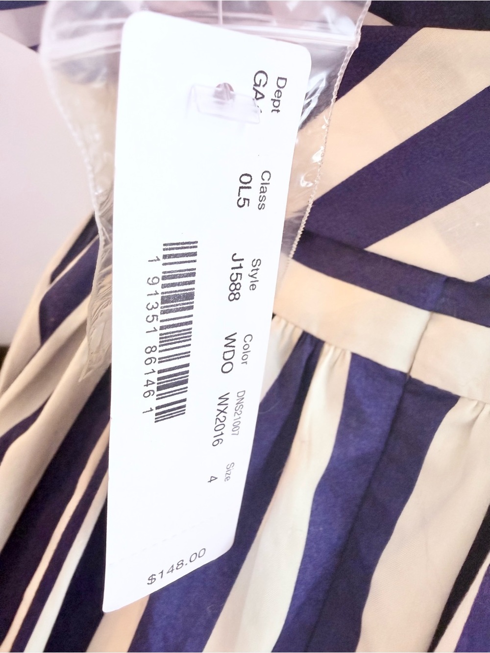 J. Crew Nautical Blue and White Striped Maxi Dress with Tie Waist & Full Skirt - Picture 11 of 12